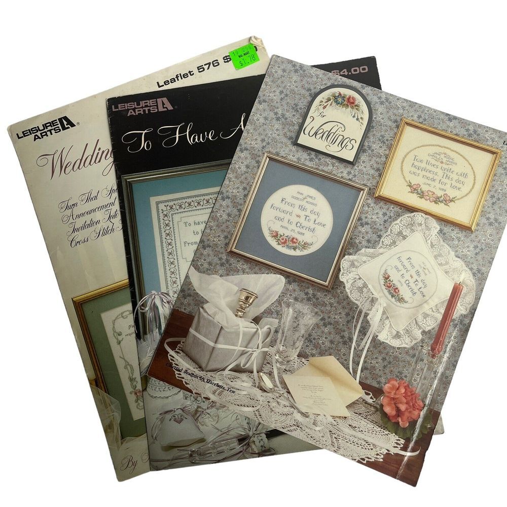 Lot 3 Cross Stitch Wedding Patterns  Leisure Arts Leaflets CrossStitch‎ Designs